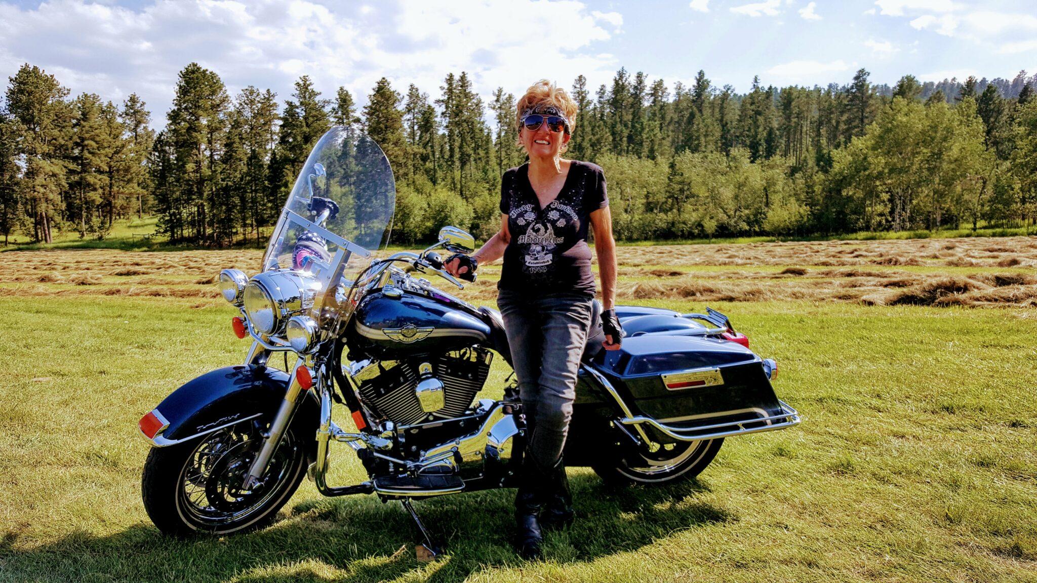 Patti with her motocycle